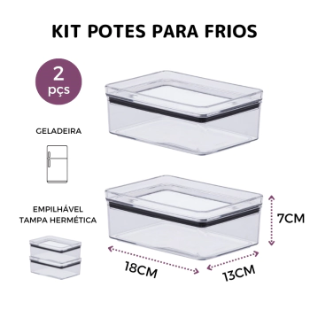 Kit Porta-Frios 02un - Pote Hermético para Geladeira 770 ML