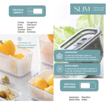 Pote Slim 630ml Fresh Geladeira - 15,5x9,5x9cm - PRMT1767