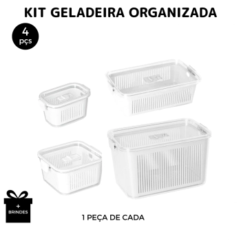 Kit Geladeira Organizada - 4 Potes Slim