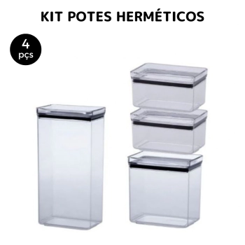 Kit 4 Potes Hermeticos Retangulares Lumini - PRMT1951