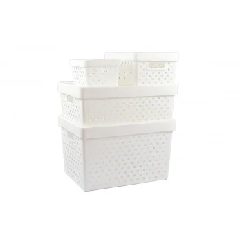 Cesto Organizador com Tampa Quadratta 19x14x10cm P - PRMT896 Branco