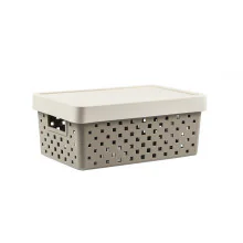 Cesto Organizador com Tampa Quadratta M 29x19x12cm - PRMT842 Cinza