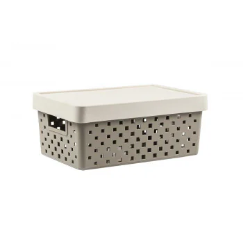 Cesto Organizador com Tampa Quadratta M 29x19x12cm - PRMT842 Cinza