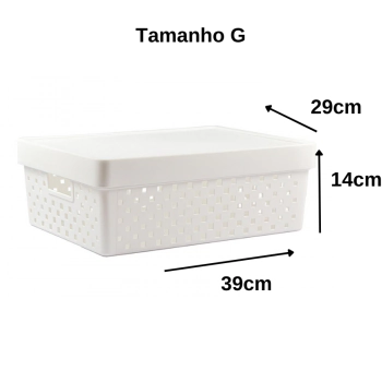 Cesto Organizador com Tampa Quadratta 39x29x14cm G - PRMT843 Branco