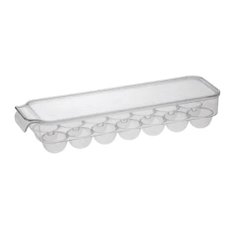 Organizador de Ovos com Tampa Empilhável - 37,5x11,5x7,5cm - Geladeira - PRMT1068