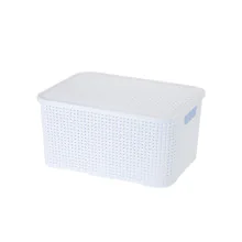 Caixa de Rattan com Tampa Branca 3,5l Pequena MLCR1950