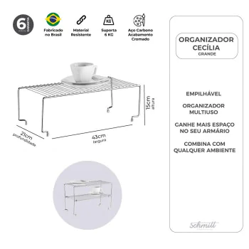 Prateleira de Empilhar em Aramado Retangular Cecília - SCH1101