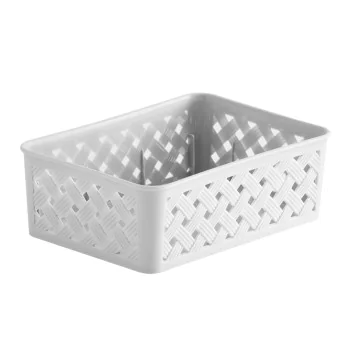 Cesto Organizador Rattan Branco - 19x13x6,5cm - PRMT822