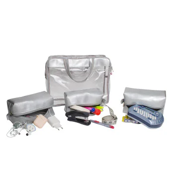 Kit Bolsa Necessaire 4 pecas - Prata - Lola Decor